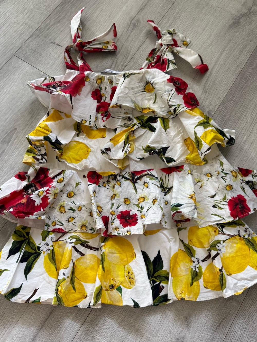 Dolce & Gabbana Size 24-30 months Girls Floral & Lemon Tiered Sundress
